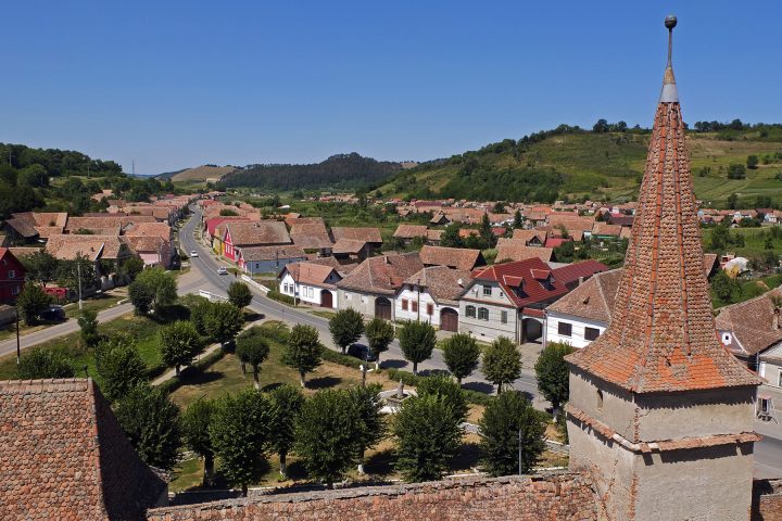 Blick über Meschen vom Burgturm