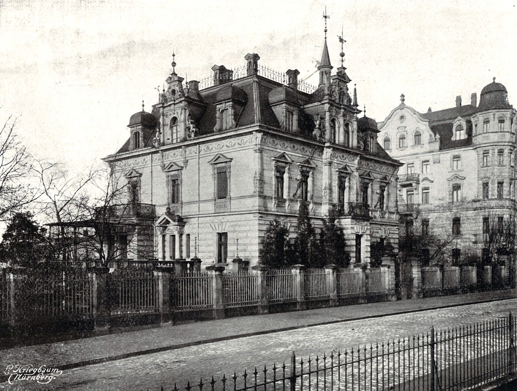 Villa Engelhardt an der Königswarterstraße 80 in Fürth, ca. 1909