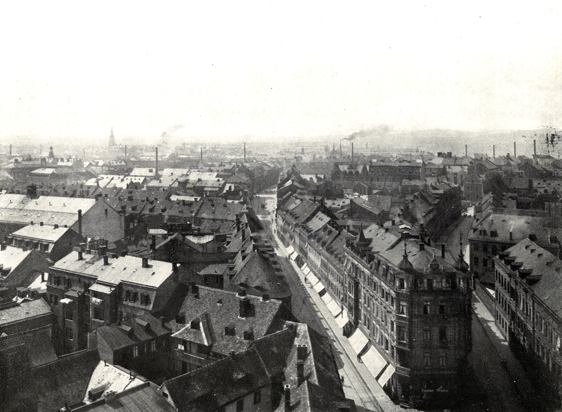 Blick vom Rathausturm Richtung Südosten 1909