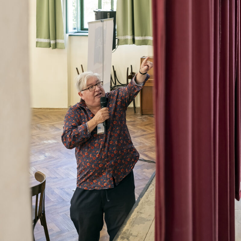 Professor Martyn Rady beim ersten Vortrag des Transylvanian Arts Festival 2026 im Gemeindesaal von Reichesdorf (Richiș)